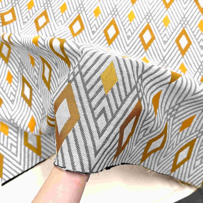 Tissu Jacquard Moma Losange jaune - Made In France
