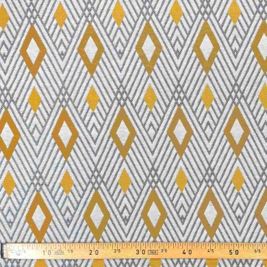 Tissu Jacquard Moma Losange jaune - Made In France Tissu Jacquard Moma Losange jaune - Made In France