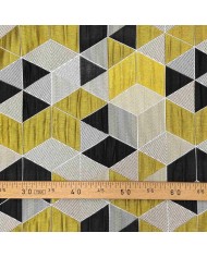 Tissu Jacquard Arletty géométrique jaune noir blanc Tissu Jacquard Arletty géométrique jaune noir blanc
