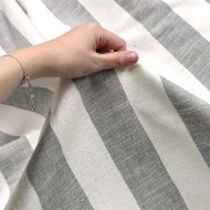 Tissu Saint Tropez rayures gris blanc - Made In France Tissu Saint Tropez rayures gris blanc - Made In France