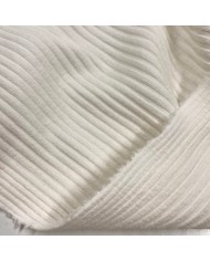 Tissu jersey coton à rayures côtelé blanc - Marque Française