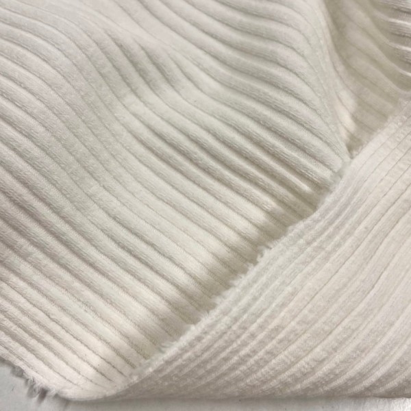 Tissu jersey coton à rayures côtelé blanc - Marque Française Tissu jersey coton à rayures côtelé blanc - Marque Française