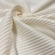 Tissu jersey coton à rayures côtelé blanc - Marque Française Tissu jersey coton à rayures côtelé blanc - Marque Française