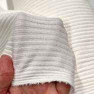 Tissu jersey coton à rayures côtelé blanc - Marque Française Tissu jersey coton à rayures côtelé blanc - Marque Française