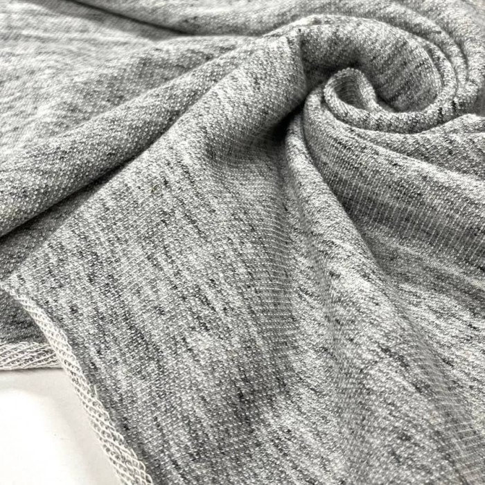 Tissu jersey molleton été moucheté gris - Marque Française