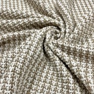 Tissu maille waffle blanc et taupe - Marque Française