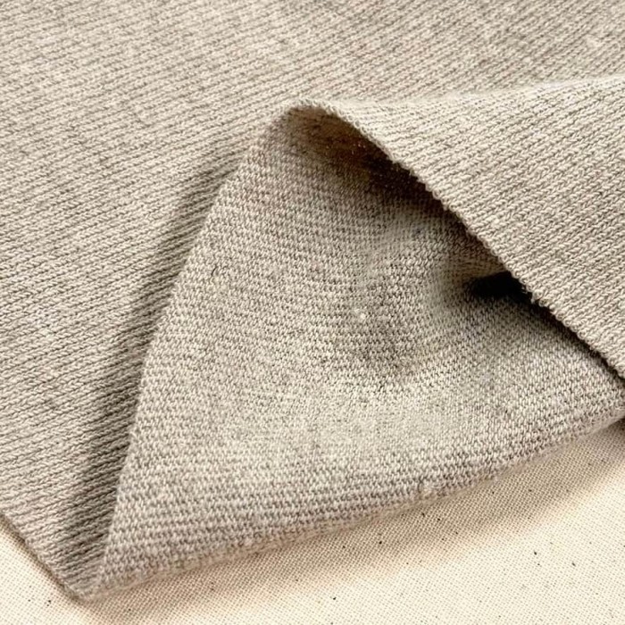Tissu maille tricot coton taupe clair - Marque Française