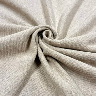 Tissu maille tricot coton taupe clair - Marque Française Tissu maille tricot coton taupe clair - Marque Française