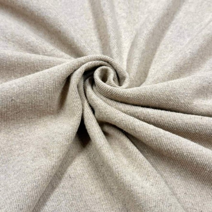 Tissu maille tricot coton taupe clair - Marque Française