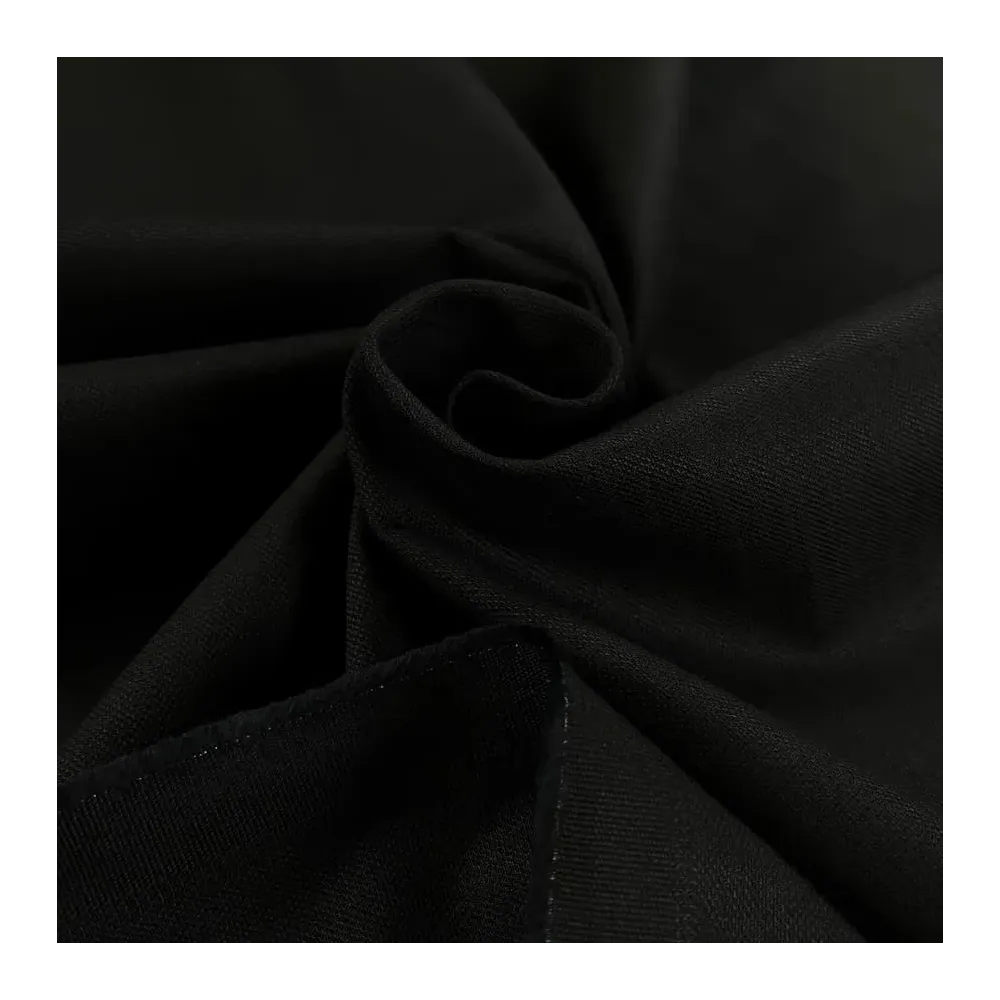Tissu coton gabardine stretch noir uni