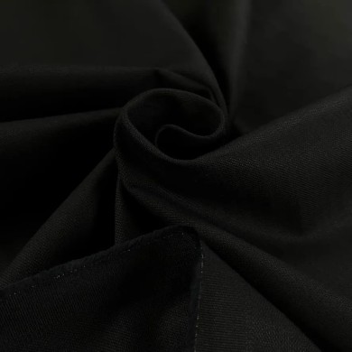 Tissu coton gabardine stretch noir uni Tissu coton gabardine stretch noir uni