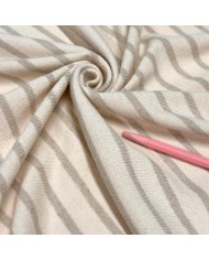 Tissu maille coton à rayures crème et taupe - Marque Française