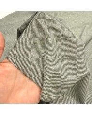 Tissu jersey coton élasthanne à petites rayures kaki - Marque Française