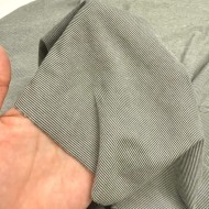 Tissu jersey coton élasthanne à petites rayures kaki - Marque Française