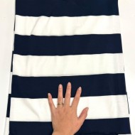 Tissu jersey coton à grandes rayures bleu marine foncé - Marque Française