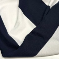 Tissu jersey coton à grandes rayures bleu marine foncé - Marque Française