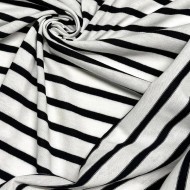 Tissu maille jersey coton à rayures blanc et noir - Marque Française
