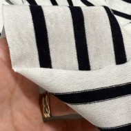 Tissu maille jersey coton à rayures blanc et noir - Marque Française