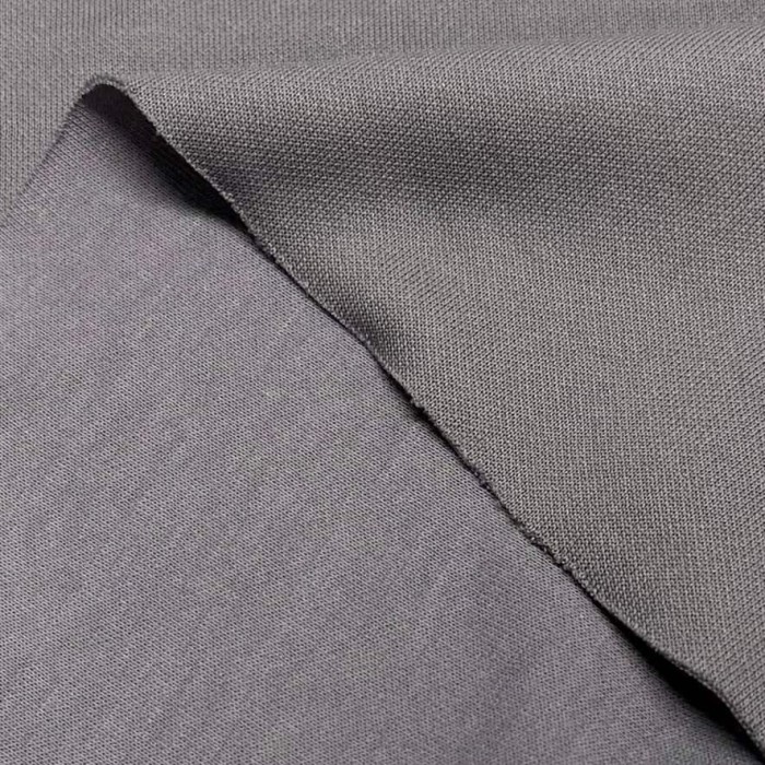 Tissu maille jersey polyester coton gris - Marque Française