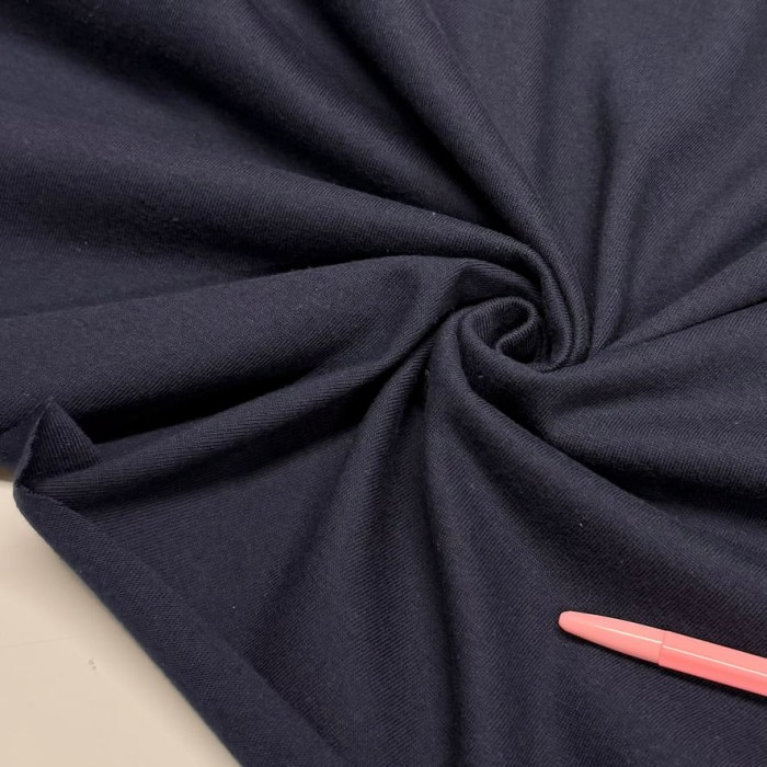 Tissu jersey coton bleu marine foncé uni - Marque Française Tissu jersey coton bleu marine foncé uni - Marque Française