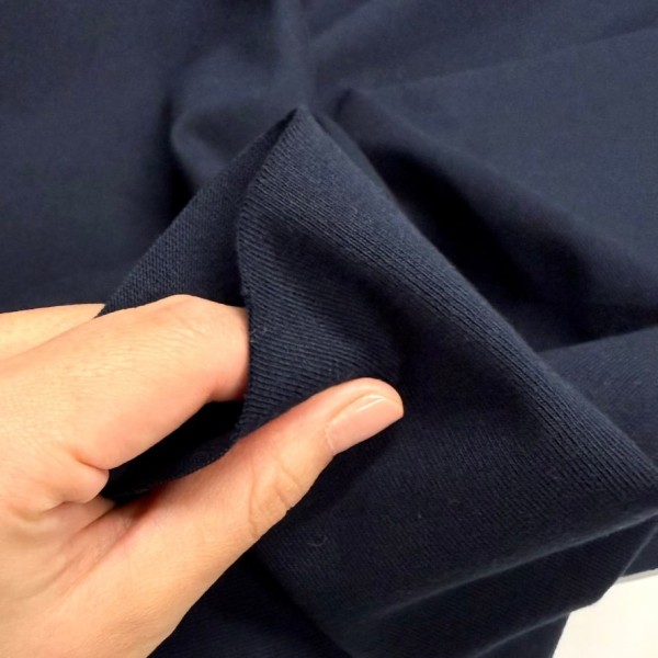 Tissu jersey coton bleu marine foncé uni - Marque Française Tissu jersey coton bleu marine foncé uni - Marque Française