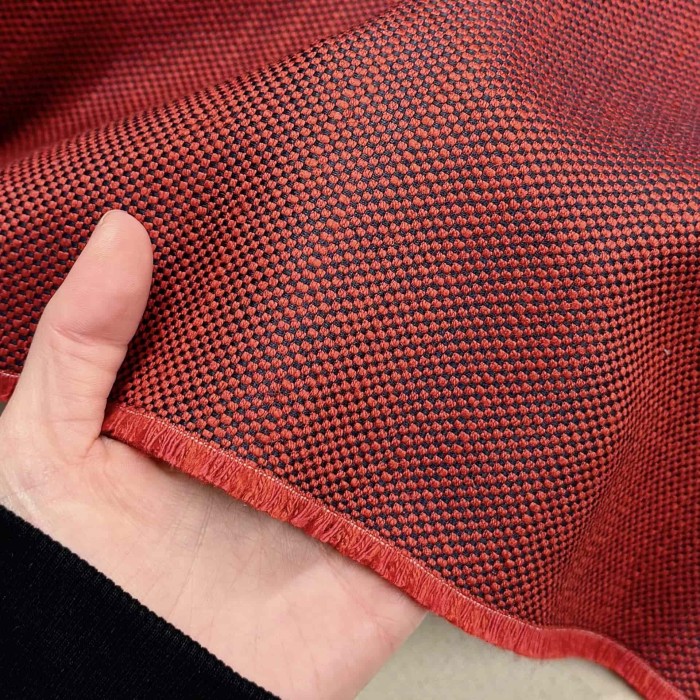 Tissu d'éditeur Sinequanon Viscose Coton quadrillage rouge noir Tissu d'éditeur Sinequanon Viscose Coton quadrillage rouge noir