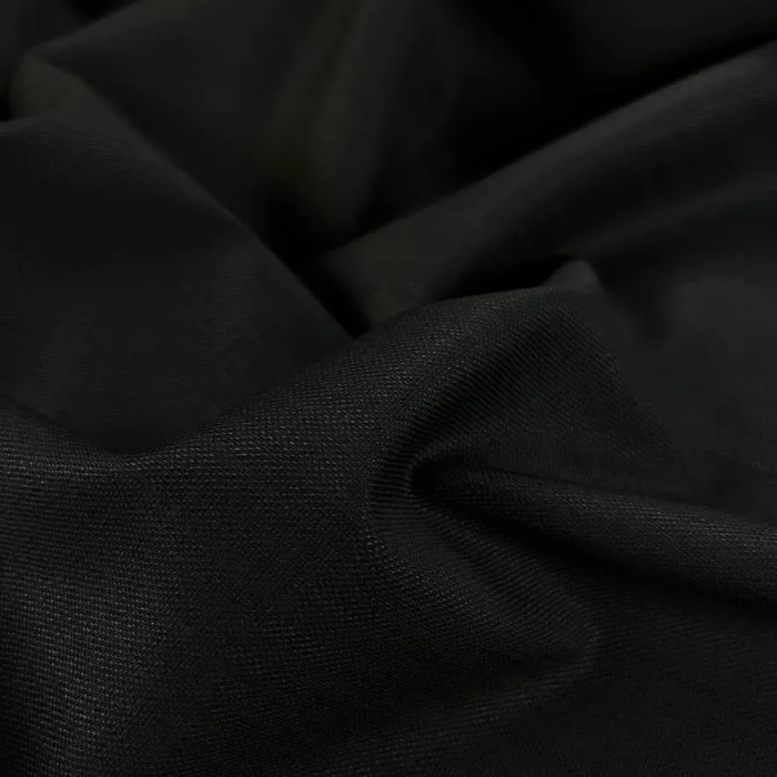 Tissu coton gabardine stretch noir uni