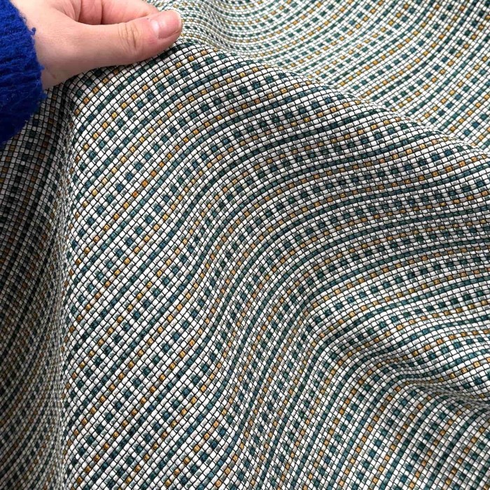 Tissu Séduisant quadrillage bleu or blanc - Tissu d'éditeur Tissu Séduisant quadrillage bleu or blanc - Tissu d'éditeur