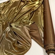 Tissu crepe de soie polyester lurex marron gold - Tissu haute couture Français Tissu crepe de soie polyester lurex marron gold - Tissu haute couture Français