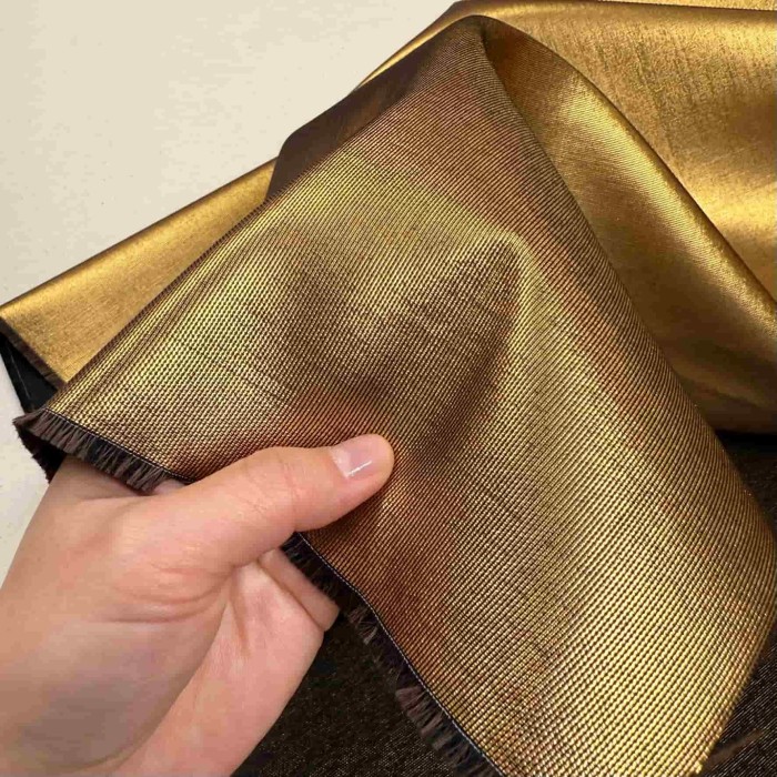 Tissu viscose doré noir - Tissu haute couture Français Tissu viscose doré noir - Tissu haute couture Français