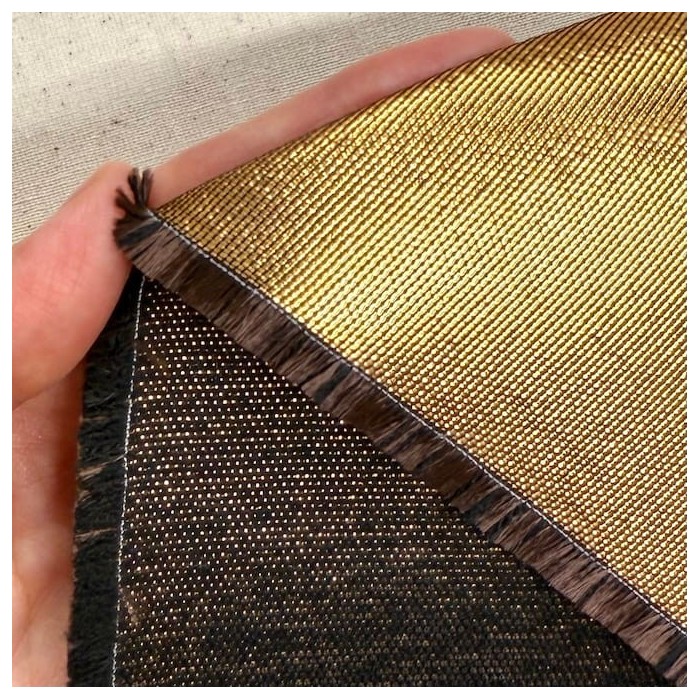 Tissu viscose doré noir - Tissu haute couture Français Tissu viscose doré noir - Tissu haute couture Français