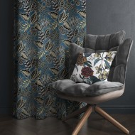 Tissu Jacquard Austral feuille bleu Tissu Jacquard Austral feuille bleu