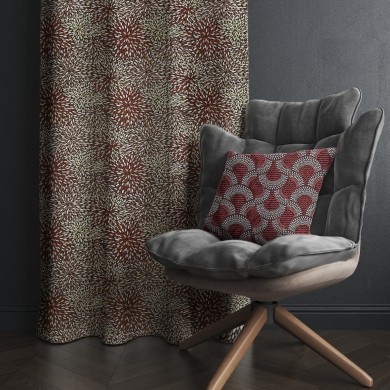 Tissu Jacquard Zama Fuchsia blanc géométrique Tissu Jacquard Zama Fuchsia blanc géométrique