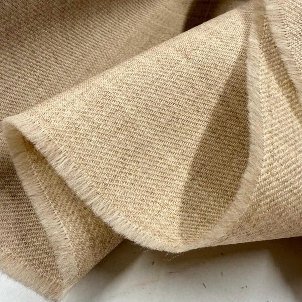 Tissu pure laine uni écru sable - Haute couture Tissu pure laine uni écru sable - Haute couture