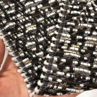 Tissu polyester coton tweed fantaisie noir marron blanc