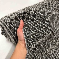 Tissu polyester coton tweed fantaisie noir marron blanc