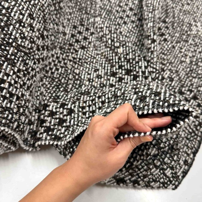 Tissu polyester coton tweed fantaisie noir marron blanc