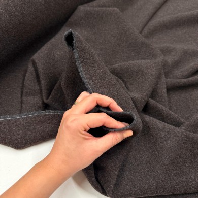 Tissu laine polyamide unis marron gris
