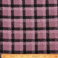 Tissu laine polyester effet tweed carreaux rose noir Tissu laine polyester effet tweed carreaux rose noir