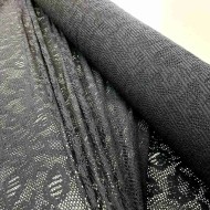 Tissu dentelle noir motifs arabesques fleuries