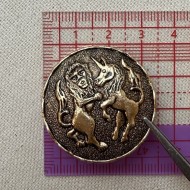 Bouton rond bijou bronze lion licorne 32mm