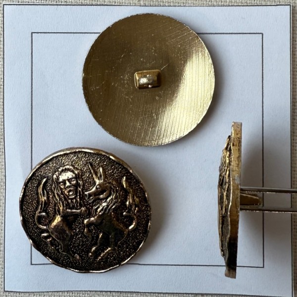 Bouton rond bijou bronze lion licorne 32mm Bouton rond bijou bronze lion licorne 32mm