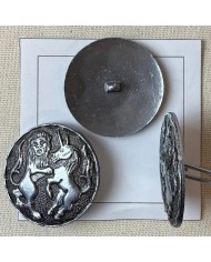 Bouton rond bijou argent lion licorne 40mm