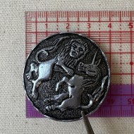 Bouton rond bijou argent lion licorne 40mm