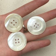 Bouton rond nacre blanc crème naturel 30mm