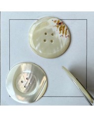 Bouton rond nacre blanc crème naturel 30mm