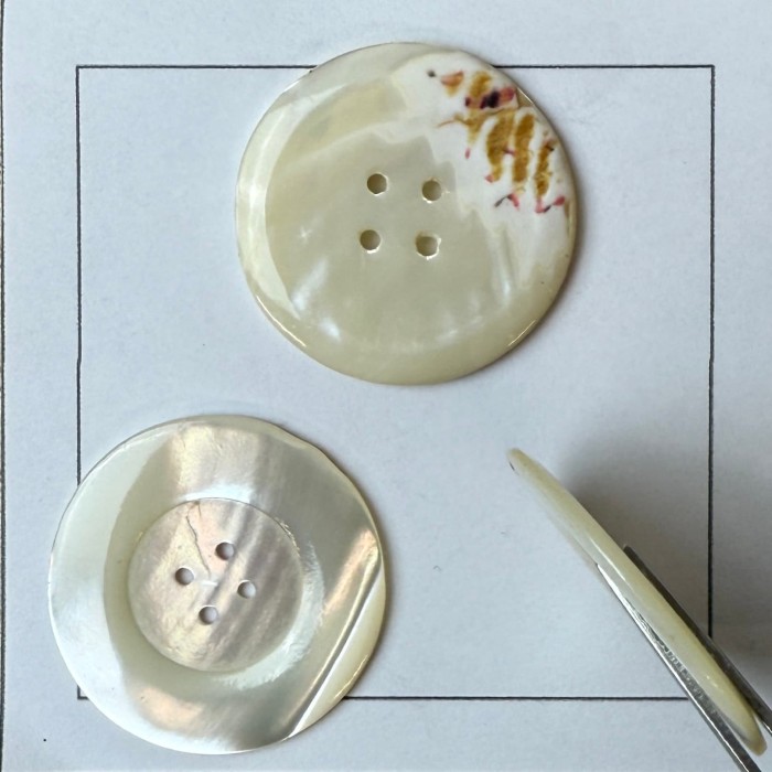 Bouton rond nacre blanc crème naturel 30mm