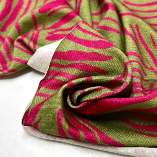 Tissu jersey coton viscose trait fantaisie multi-couleurs