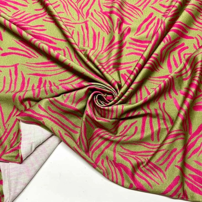 Tissu jersey coton viscose trait fantaisie multi-couleurs