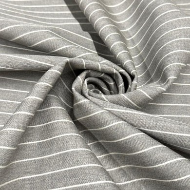 Tissu laine gris à rayures blanches - Haute couture Tissu laine gris à rayures blanches - Haute couture